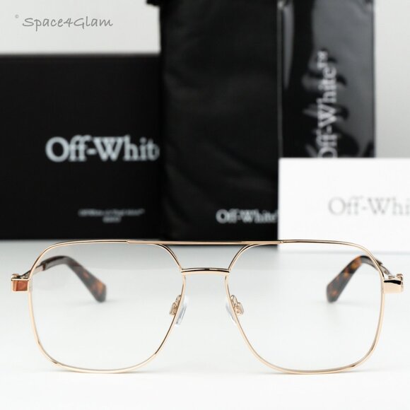 Off-White Men Eyeglasses Gold Aviator OERJ07J STYLE 7J 7600 NEW AUTHENTIC - Picture 1 of 7
